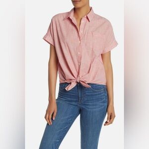 Madewell End on End Tie Front Short Sleeve Top - Size M